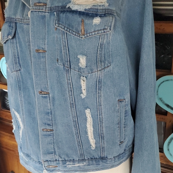 Ci Sono Blue Distressed Jean Jacket - Picture 3 of 9